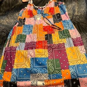 Plus Tie Front Frilled Ruched Bust Patchwork Print Bodycon Dress